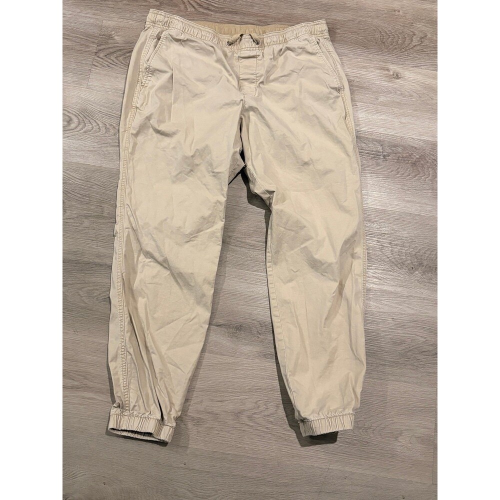 GAP Men's Elastic‎ Ankle Drawstring Waist Long Pants Large Tan beige color GUC